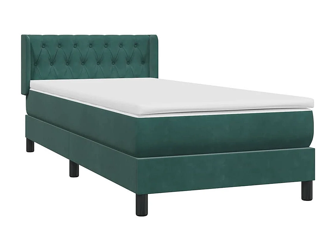 Giroletto a Molle con Materasso Verde Scuro 90x220 cm Velluto