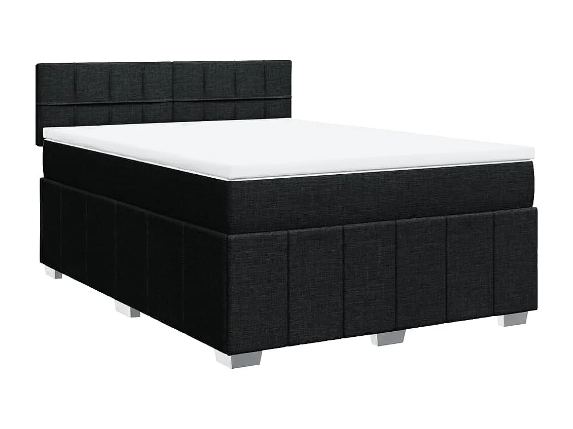 Cama box spring con colchón tela negro 140x200 cm