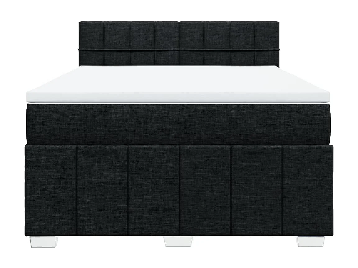 Cama box spring con colchón tela negro 140x200 cm