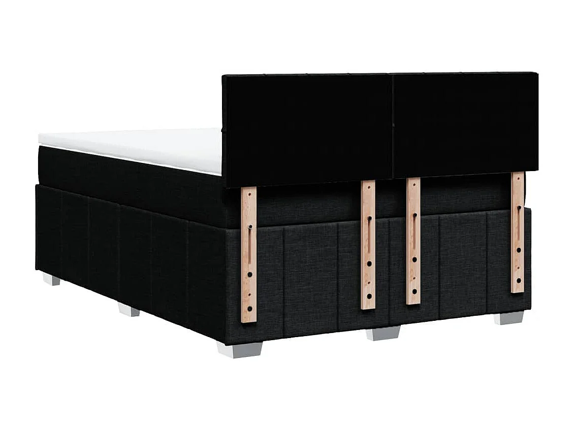 Cama box spring con colchón tela negro 140x200 cm
