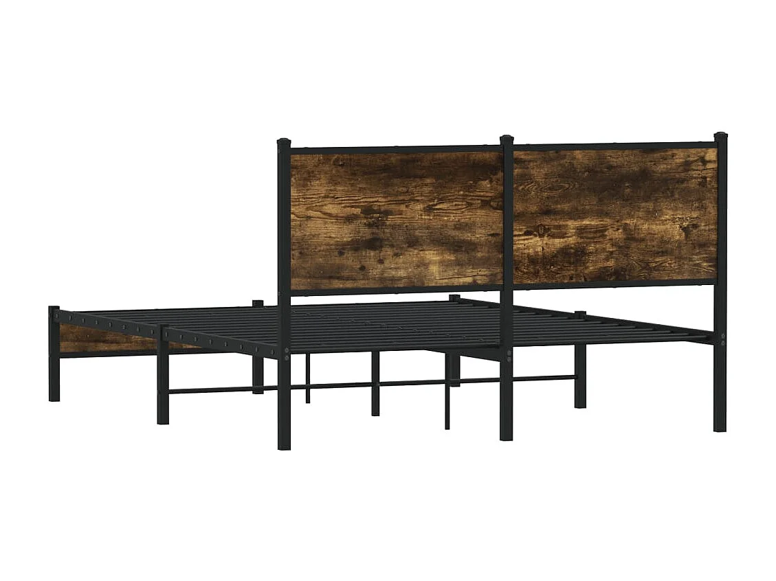 Cadre de lit en métal sans matelas chêne fumé 140x190 cm