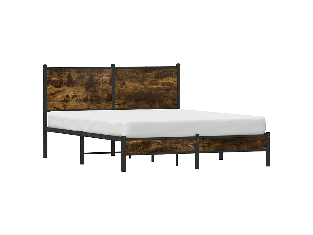 Cadre de lit en métal sans matelas chêne fumé 140x190 cm