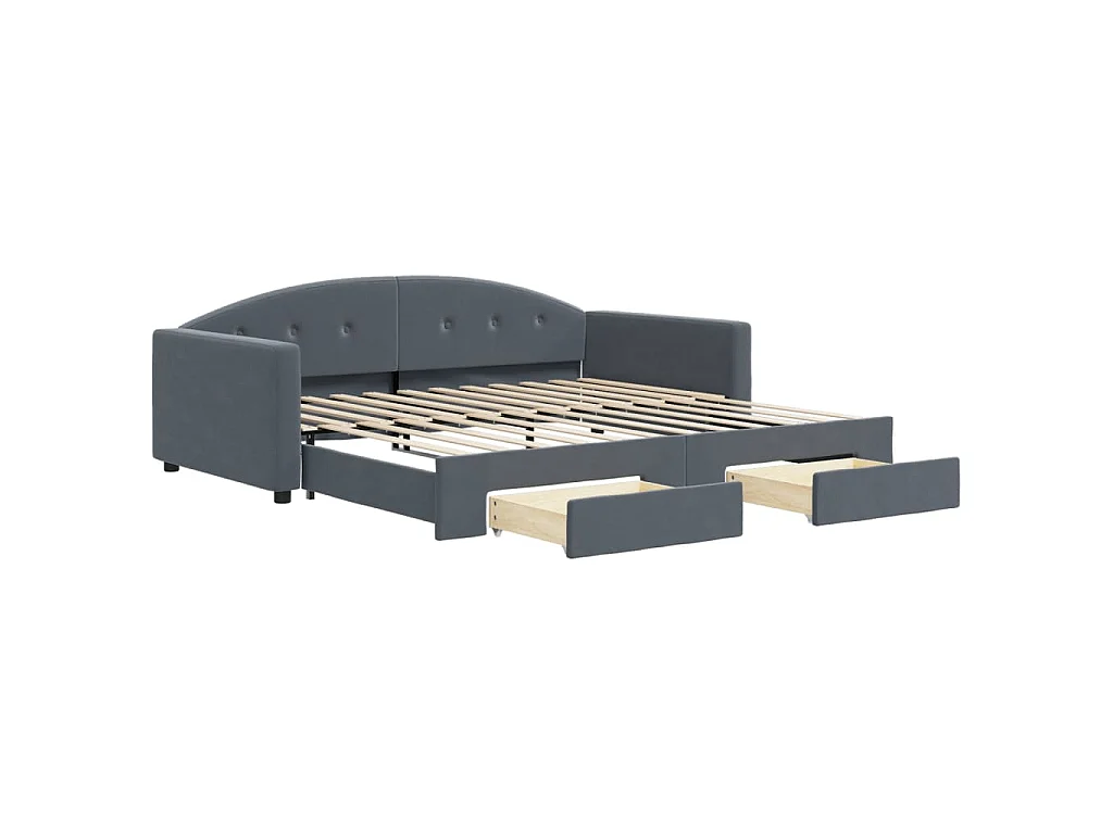 Slaapbank onderschuifbed lades 100x200 cm fluweel donkergrijs