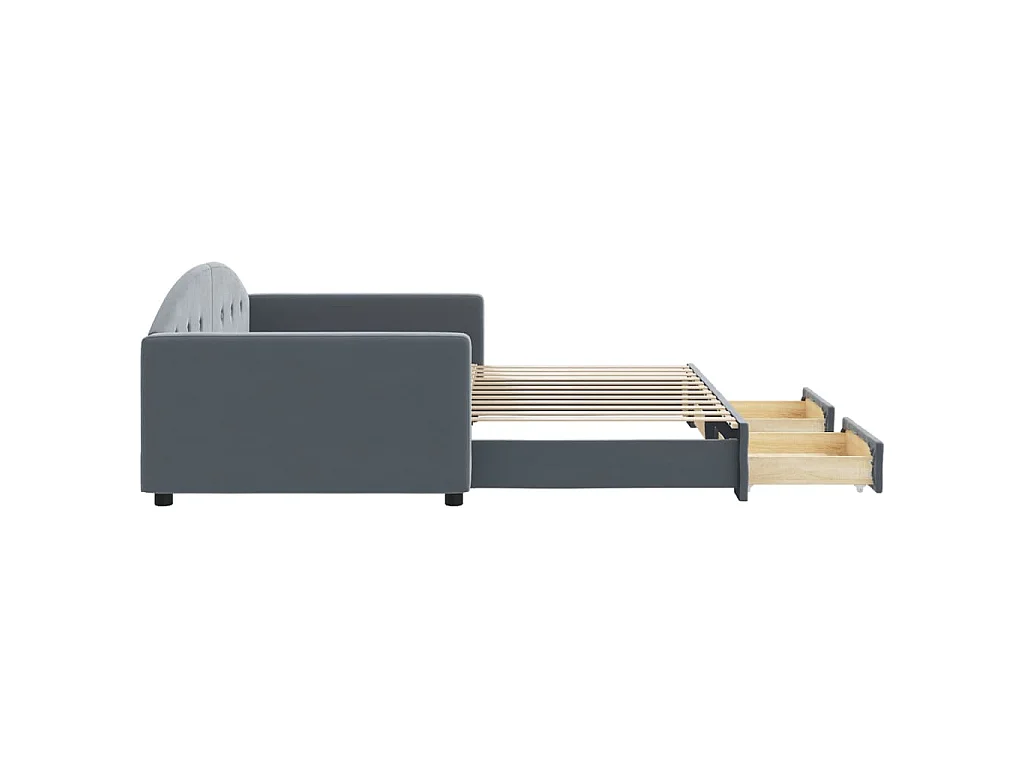 Slaapbank onderschuifbed lades 100x200 cm fluweel donkergrijs
