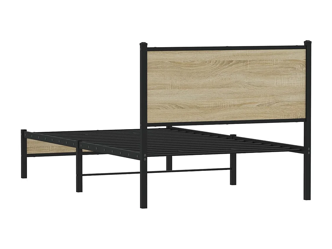 Cadre de lit en métal sans matelas chêne sonoma 100x200 cm