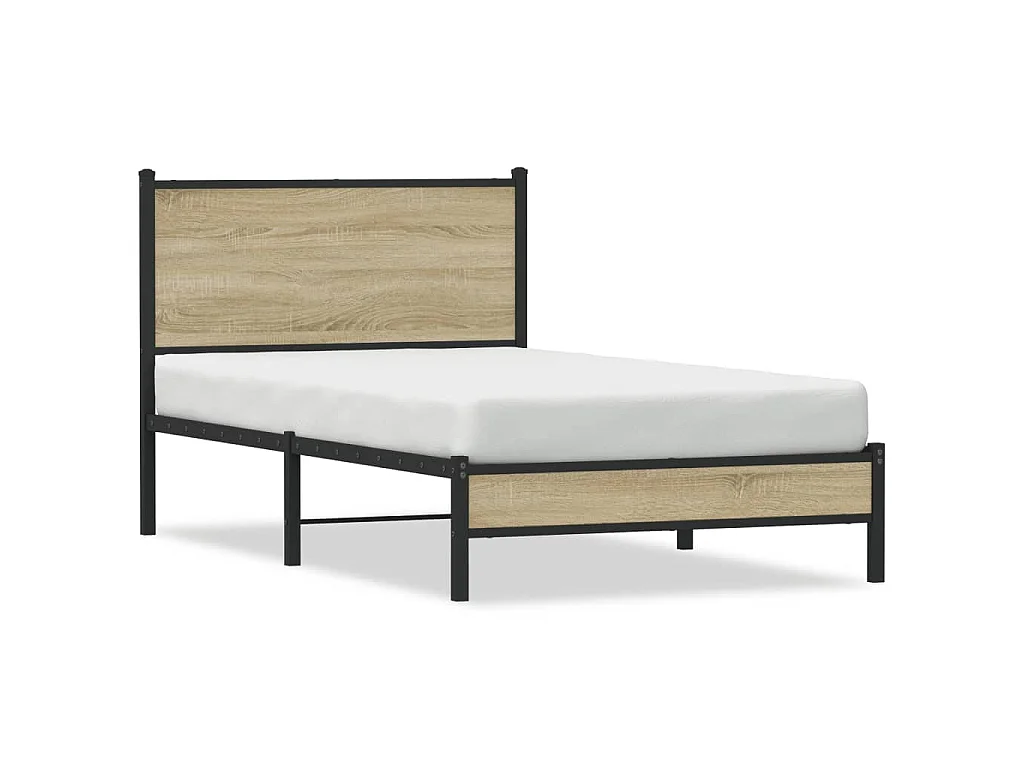 Cadre de lit en métal sans matelas chêne sonoma 100x200 cm