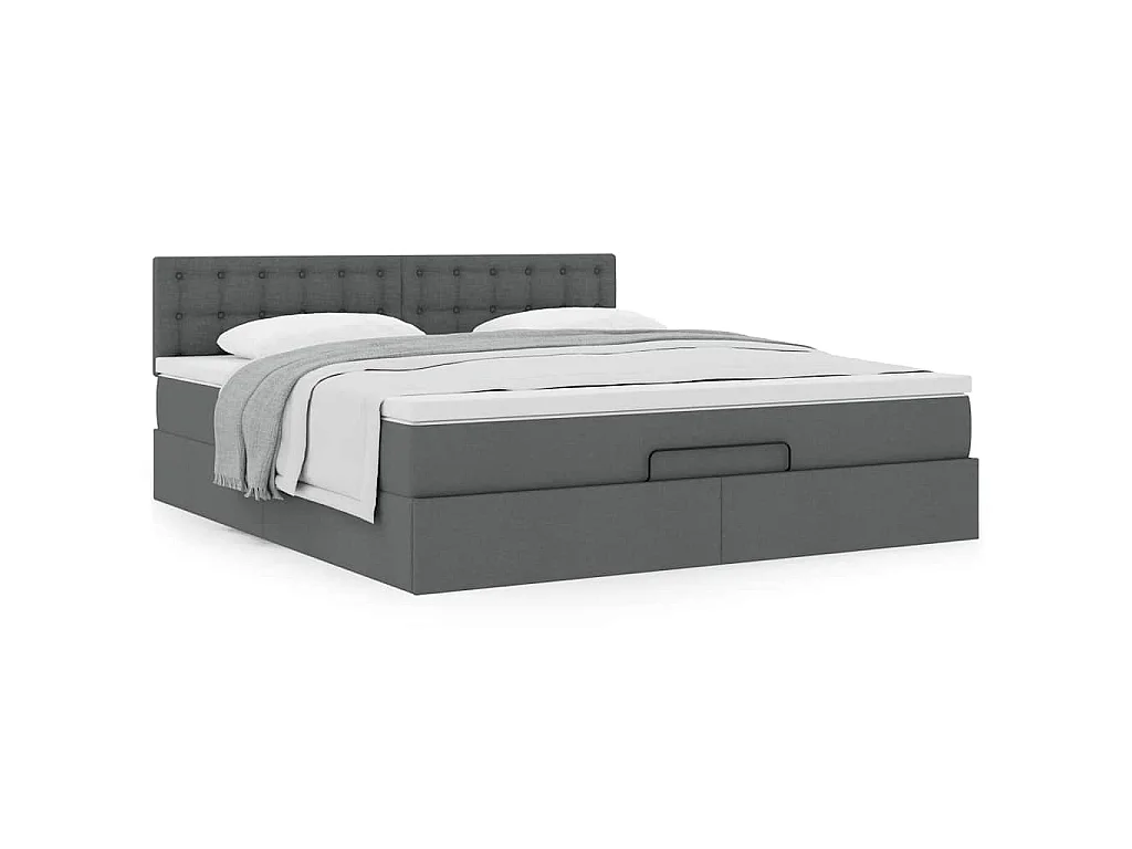 Estructura cama otomana colchón tela gris oscuro 160x200 cm