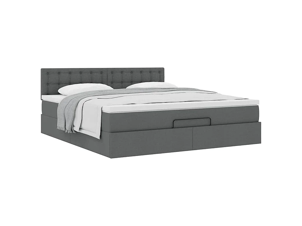 Estructura cama otomana colchón tela gris oscuro 160x200 cm