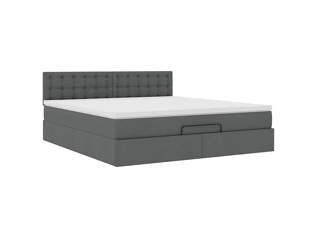 Estructura cama otomana colchón tela gris oscuro 160x200 cm