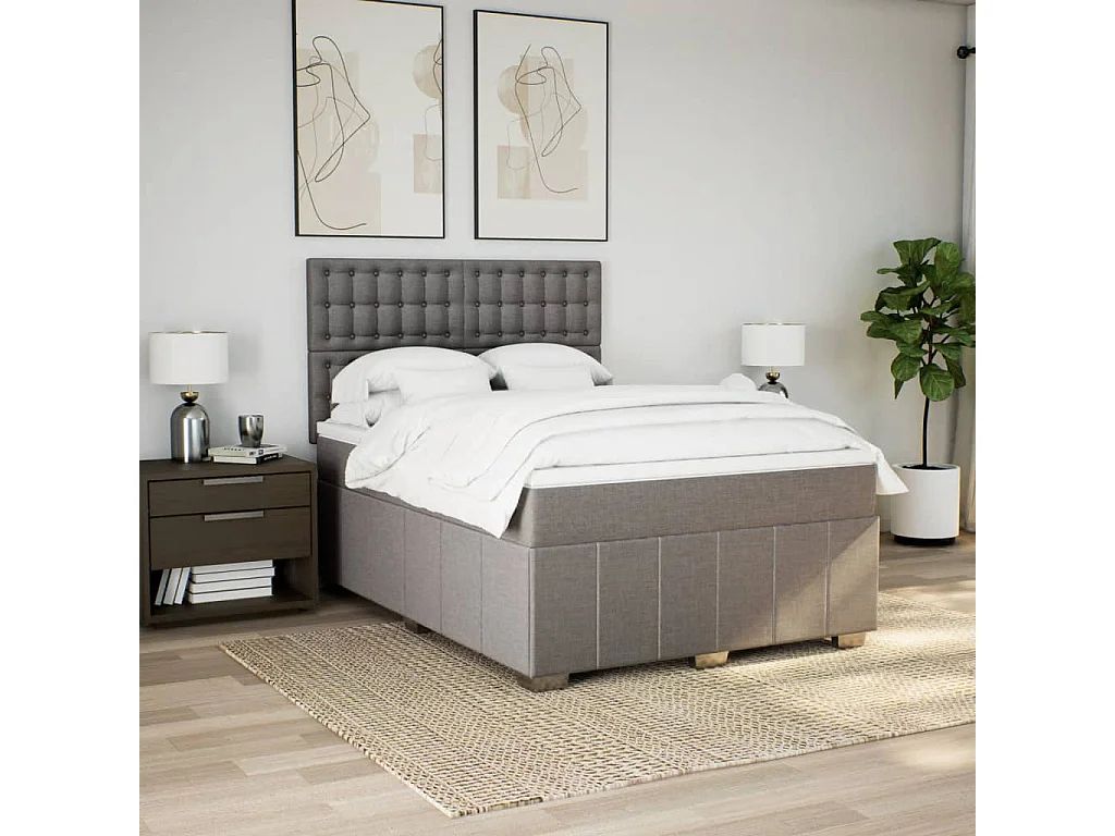 Cama com molas/colchão 140x200 cm tecido castanho-acinzentado