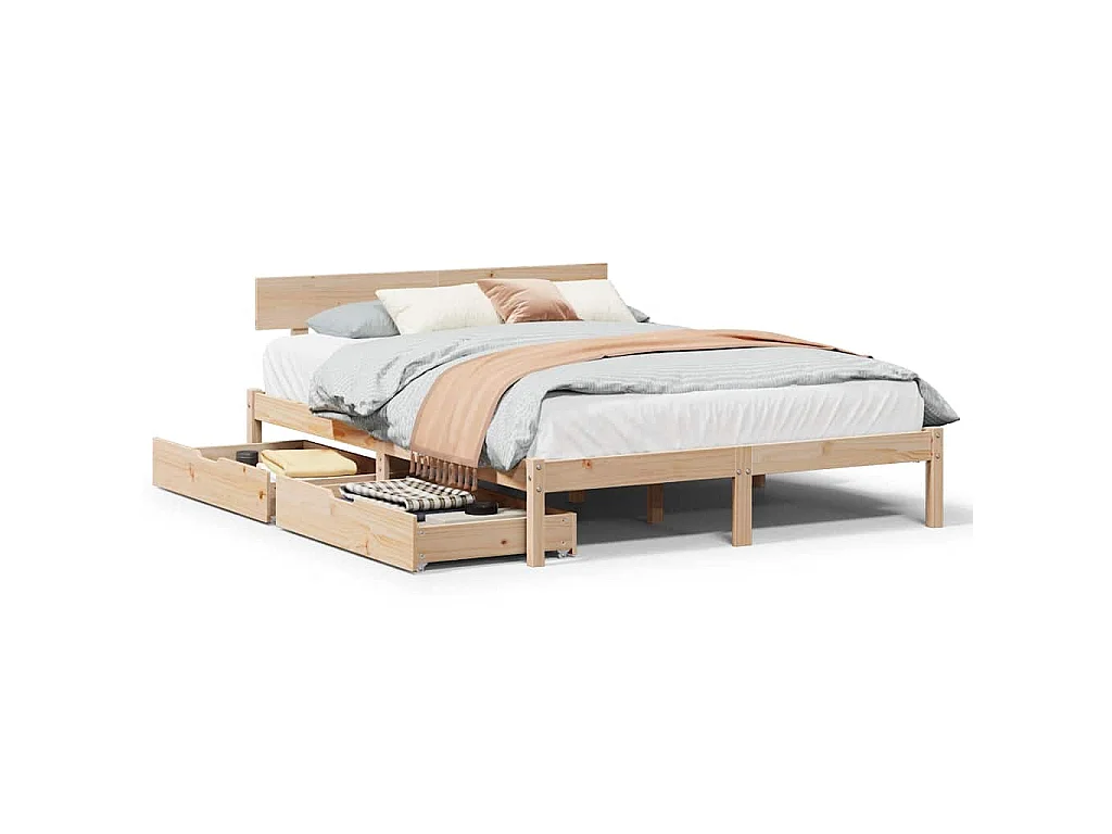 Bedframe zonder matras massief grenenhout 140x190 cm
