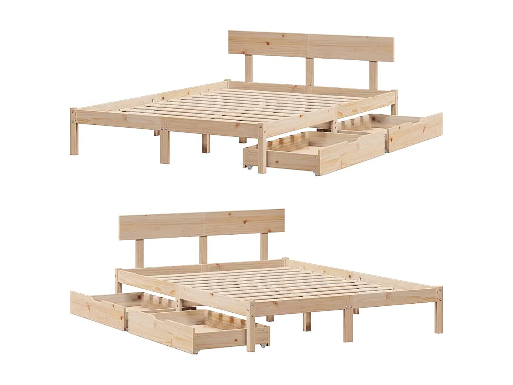 Bedframe zonder matras massief grenenhout 140x190 cm