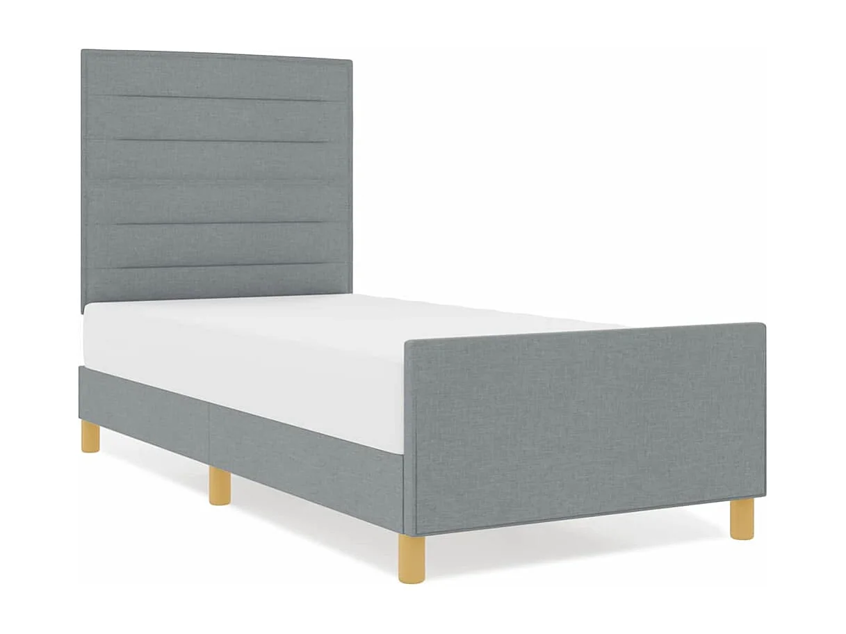 Cadre de lit avec tête de lit Gris clair 90 x 190 cm tissu
