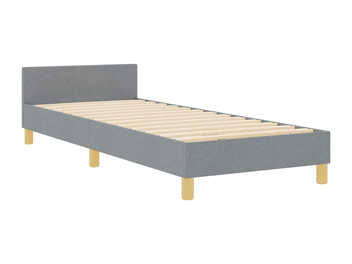 Cadre de lit avec tête de lit Gris clair 90 x 190 cm tissu