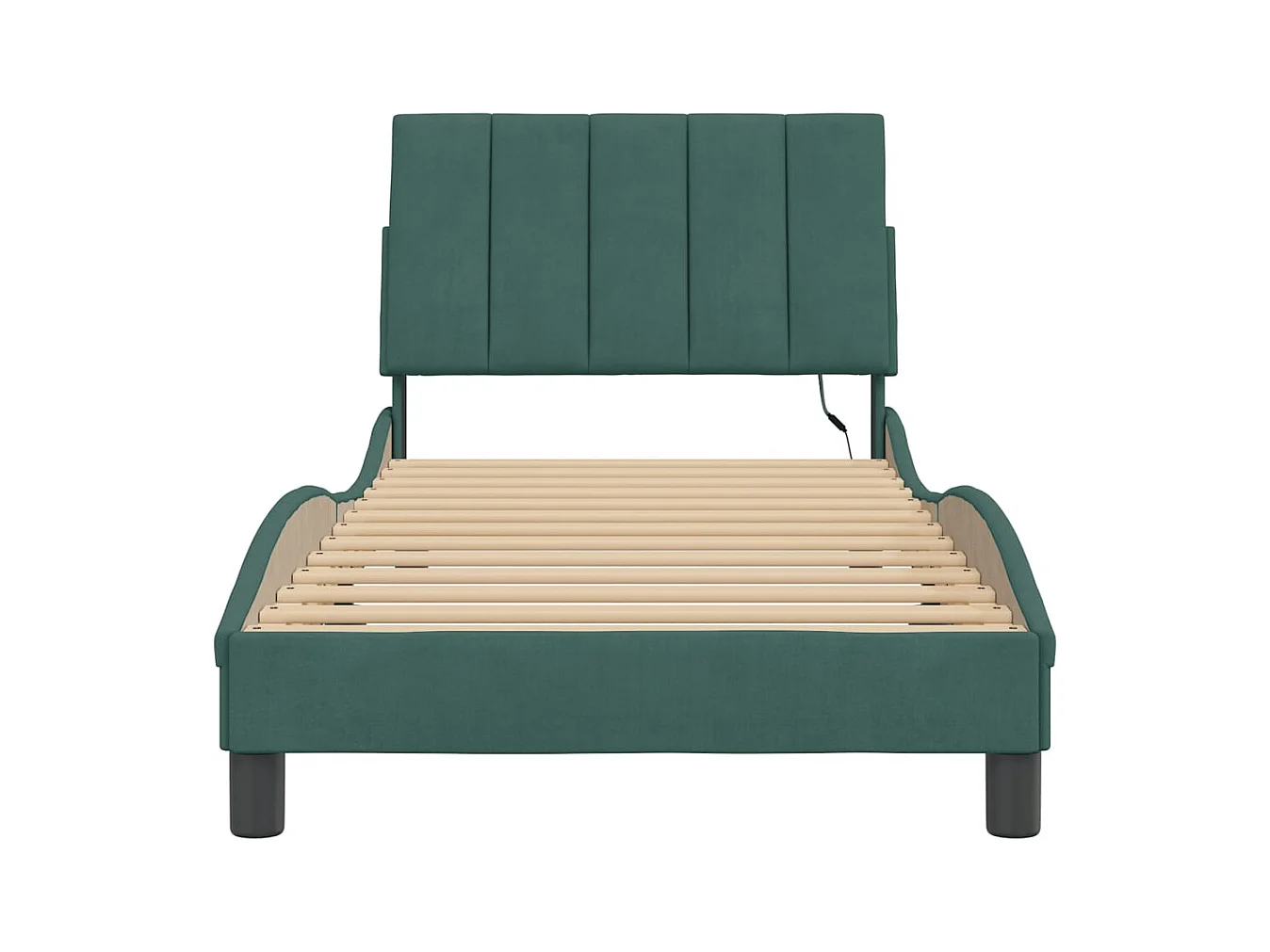 Cadre de lit avec LED sans matelas Hanko vert foncé 90x190 cm velours