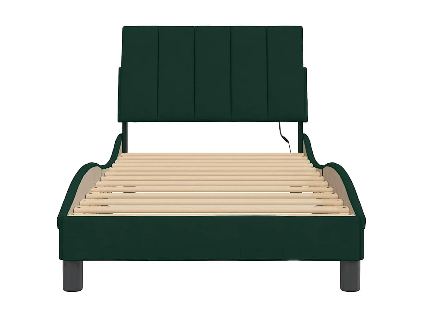 Cadre de lit avec LED sans matelas Hanko vert foncé 90x190 cm velours