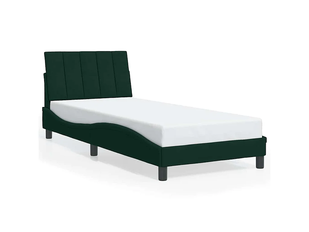 Bedframe met LED zonder matras "Hanko" donkergroen 90x190 cm