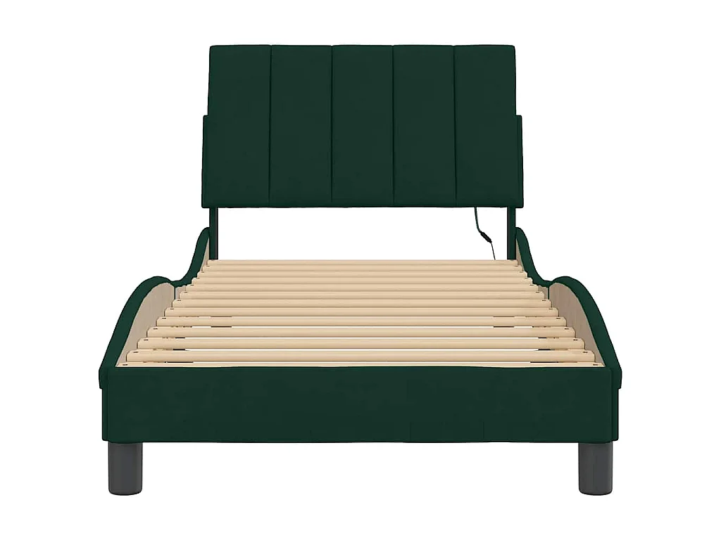 Bedframe met LED zonder matras "Hanko" donkergroen 90x190 cm