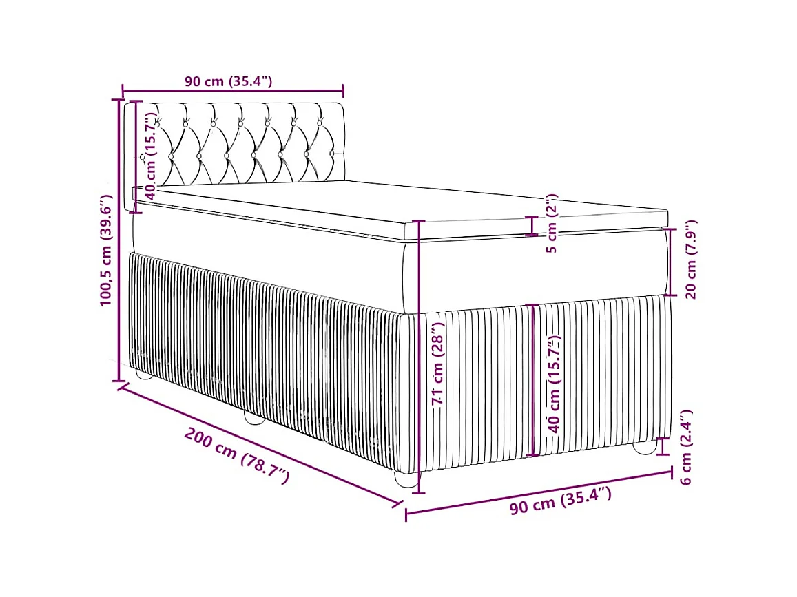 Sommier à lattes de lit avec matelas Crème 90x200 cm Tissu