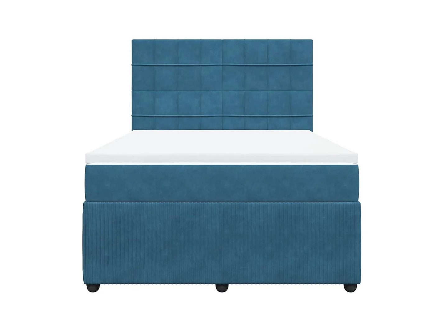 Cama box spring con colchón terciopelo azul oscuro 140x190 cm