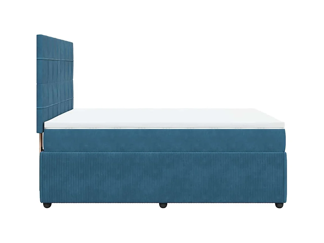 Cama box spring con colchón terciopelo azul oscuro 140x190 cm