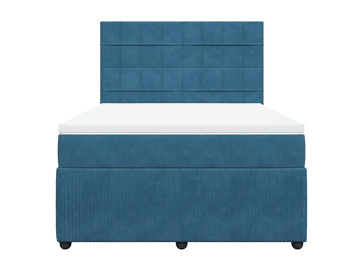 Cama box spring con colchón terciopelo azul oscuro 140x190 cm
