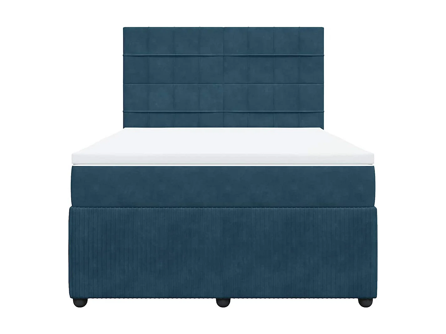 Sommier à lattes de lit et matelas Bleu foncé 140x190cm Velours