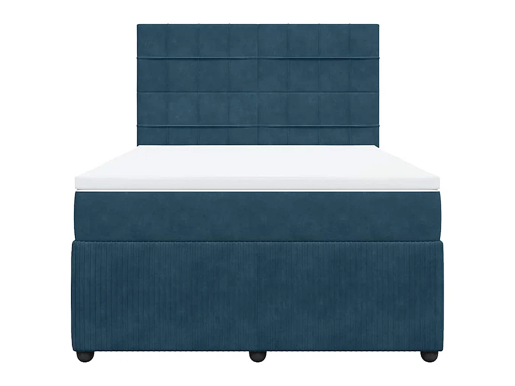 Boxspring met matras fluweel donkerblauw 140x190 cm