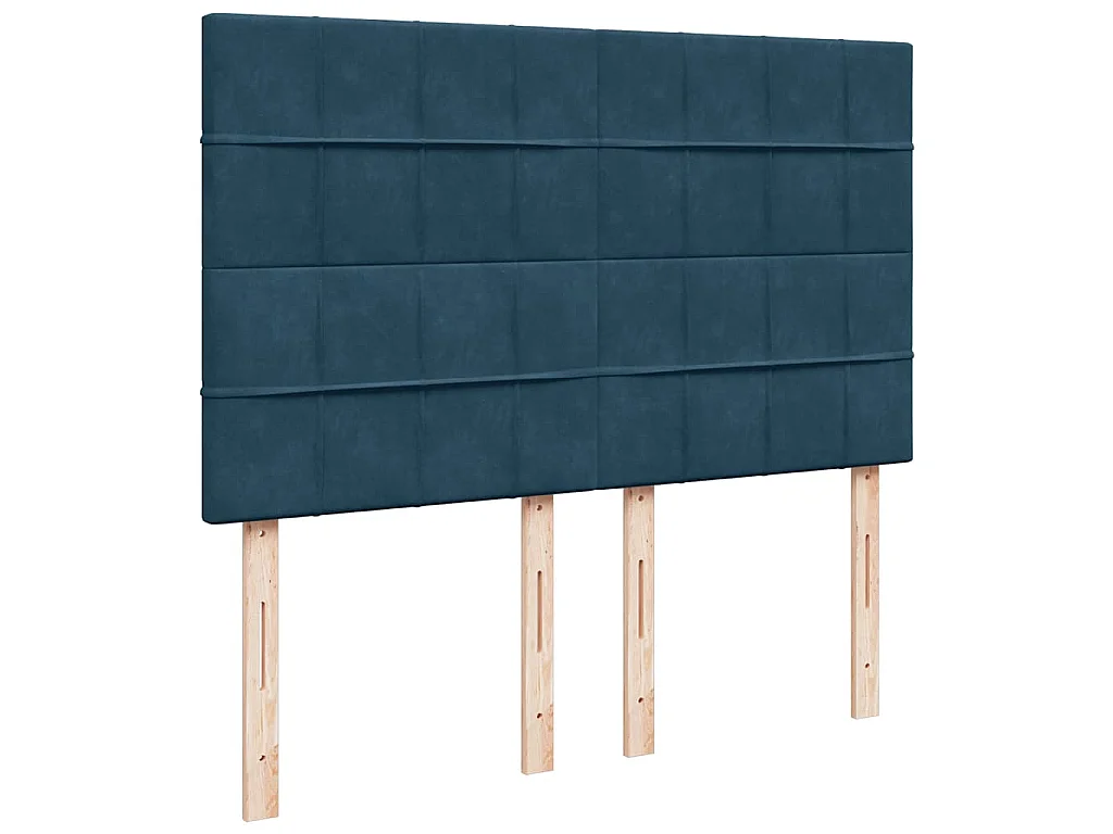 Boxspring met matras fluweel donkerblauw 140x190 cm