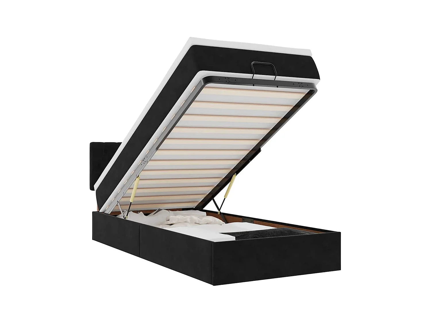 Ottoman-Bett mit Matratze & LEDs Schwarz 100x200 cm Samt