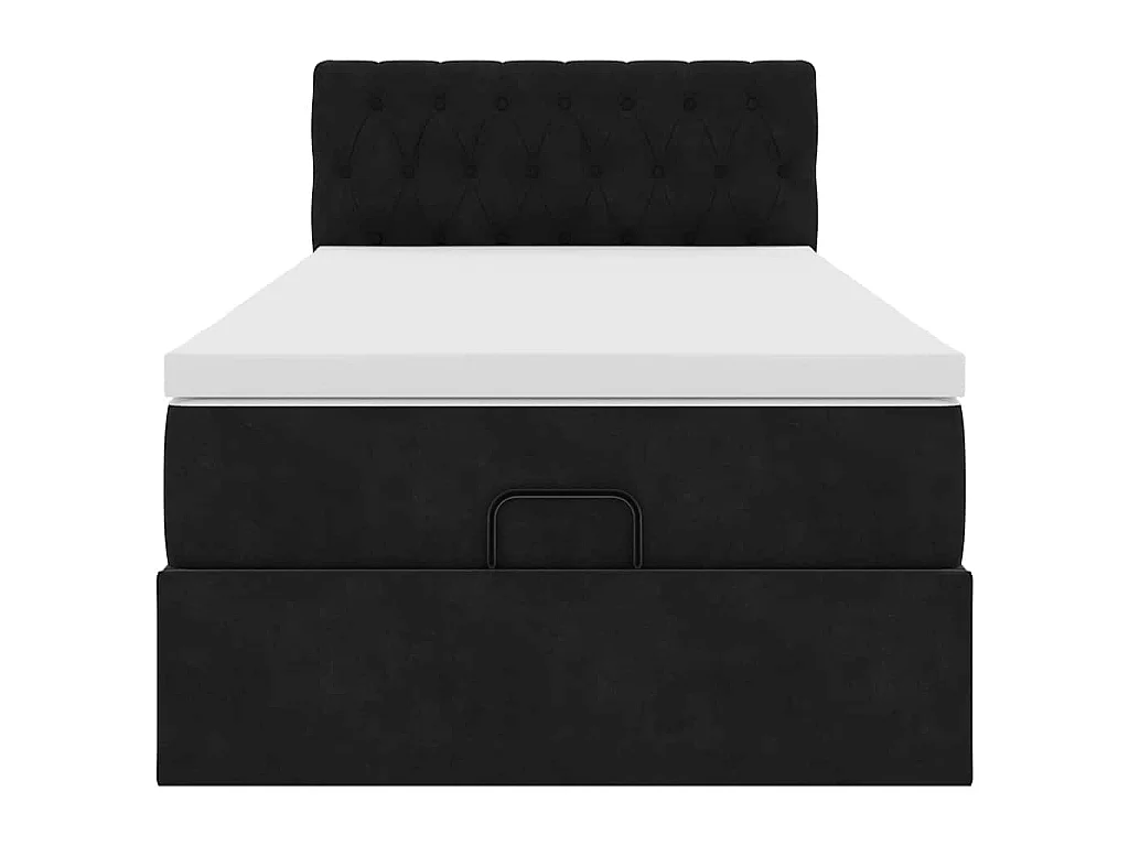 Ottoman-Bett mit Matratze & LEDs Schwarz 100x200 cm Samt