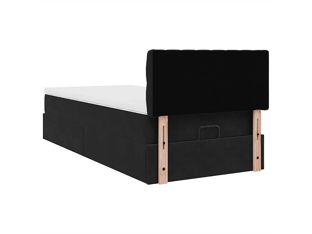 Ottoman-Bett mit Matratze & LEDs Schwarz 100x200 cm Samt