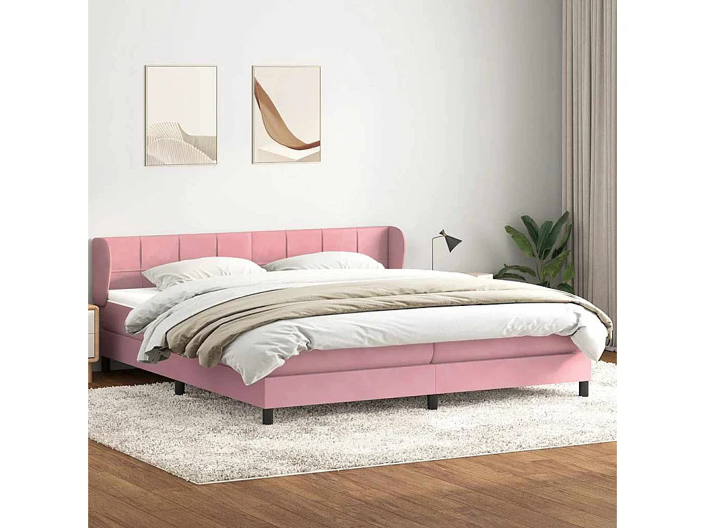 Boxspring met matrassen fluweel roze 180x210 cm
