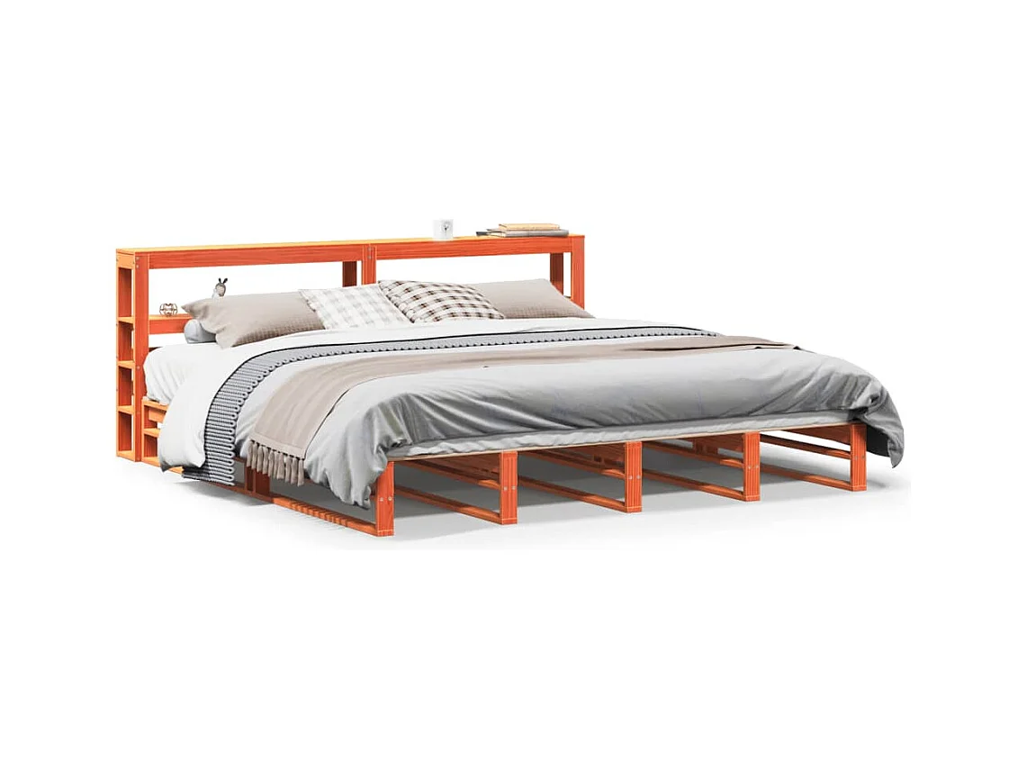 Cadre de lit sans matelas cire marron 180x200cm bois pin massif