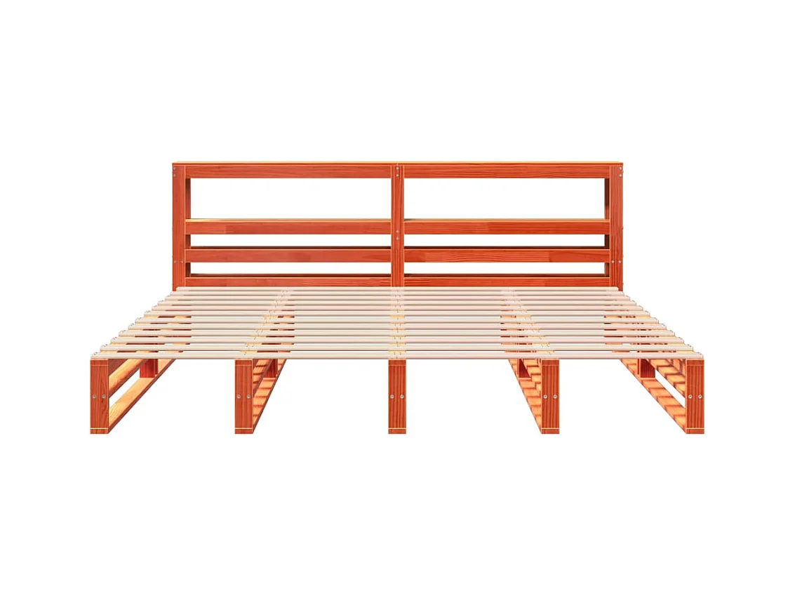 Cadre de lit sans matelas cire marron 180x200cm bois pin massif