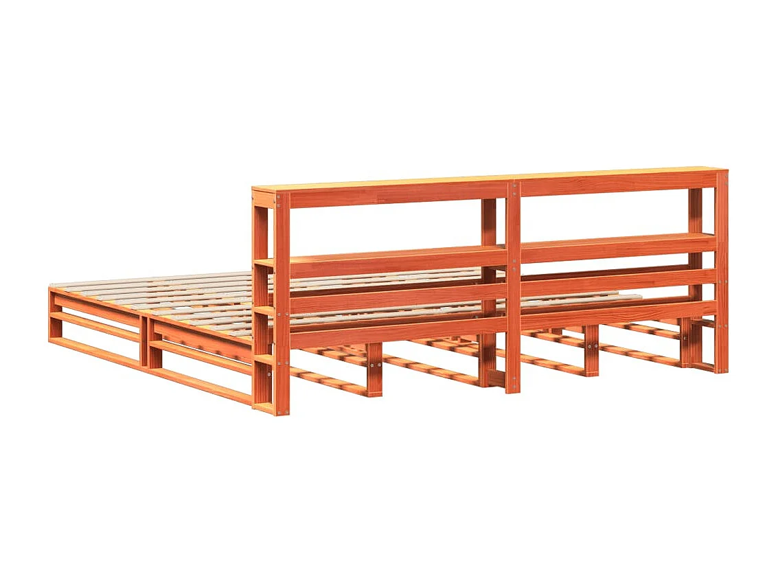 Giroletto con Testiera Marrone Cera 180x200 cm Massello Pino