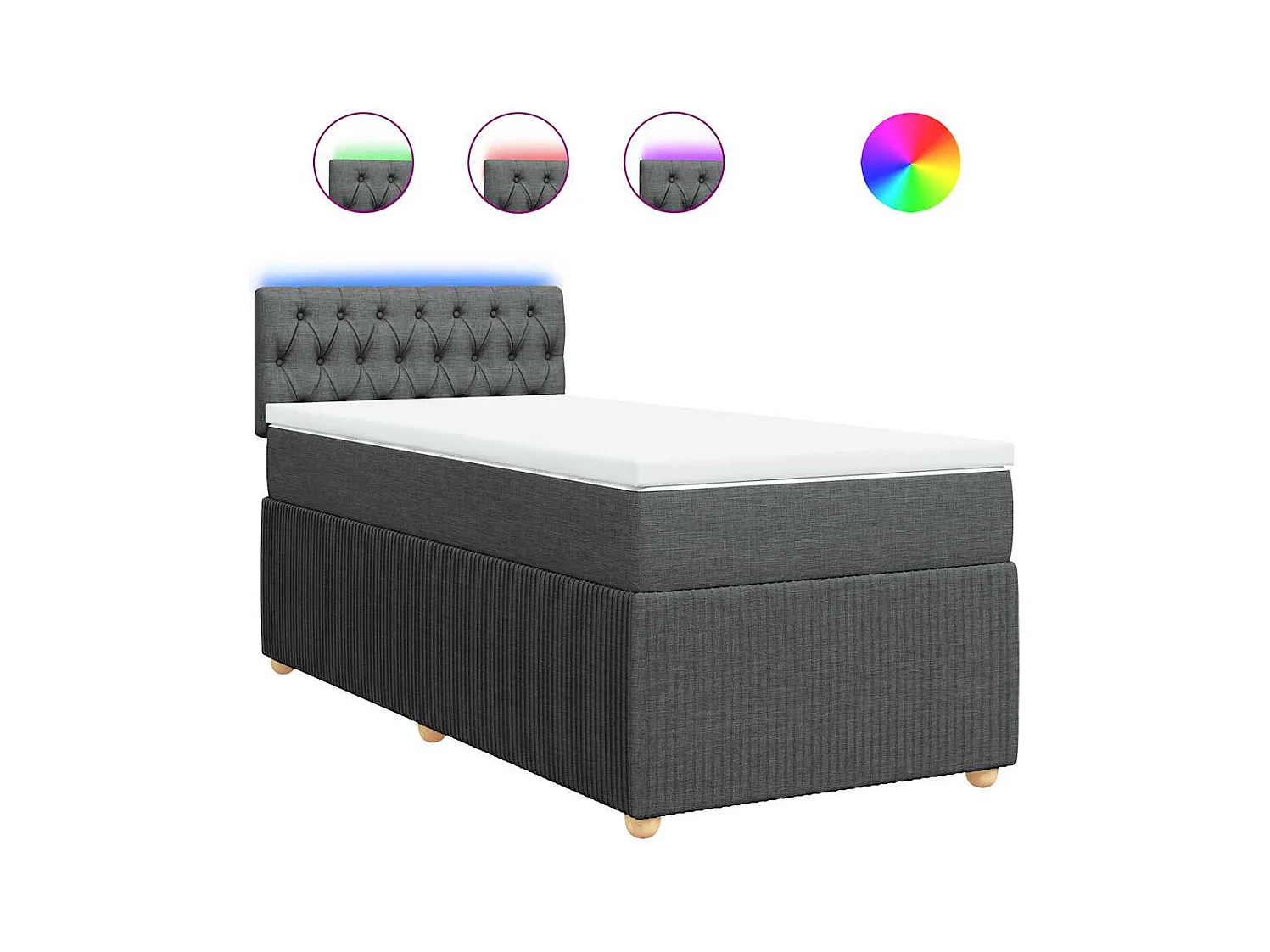 Boxspring met matras stof donkergrijs 90x200 cm