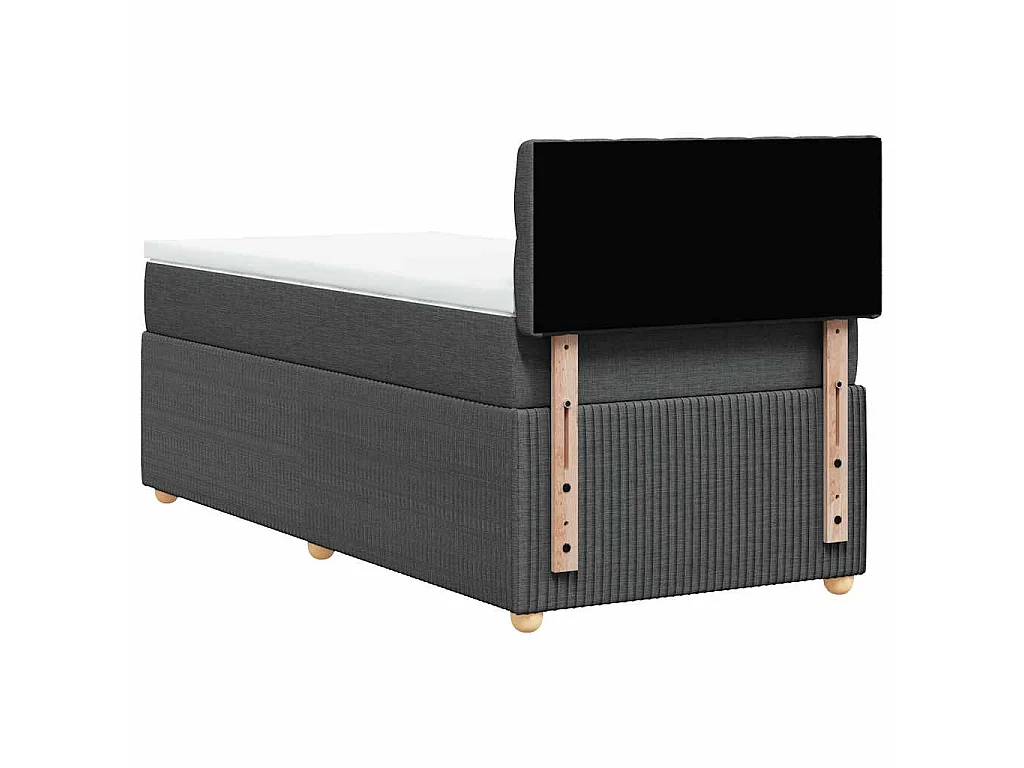 Cama box spring con colchón tela gris oscuro 90x200 cm