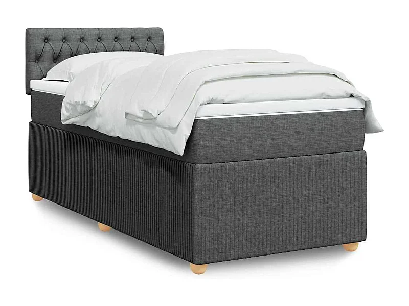 Cama com molas/colchão 90x200 cm tecido cinzento-escuro