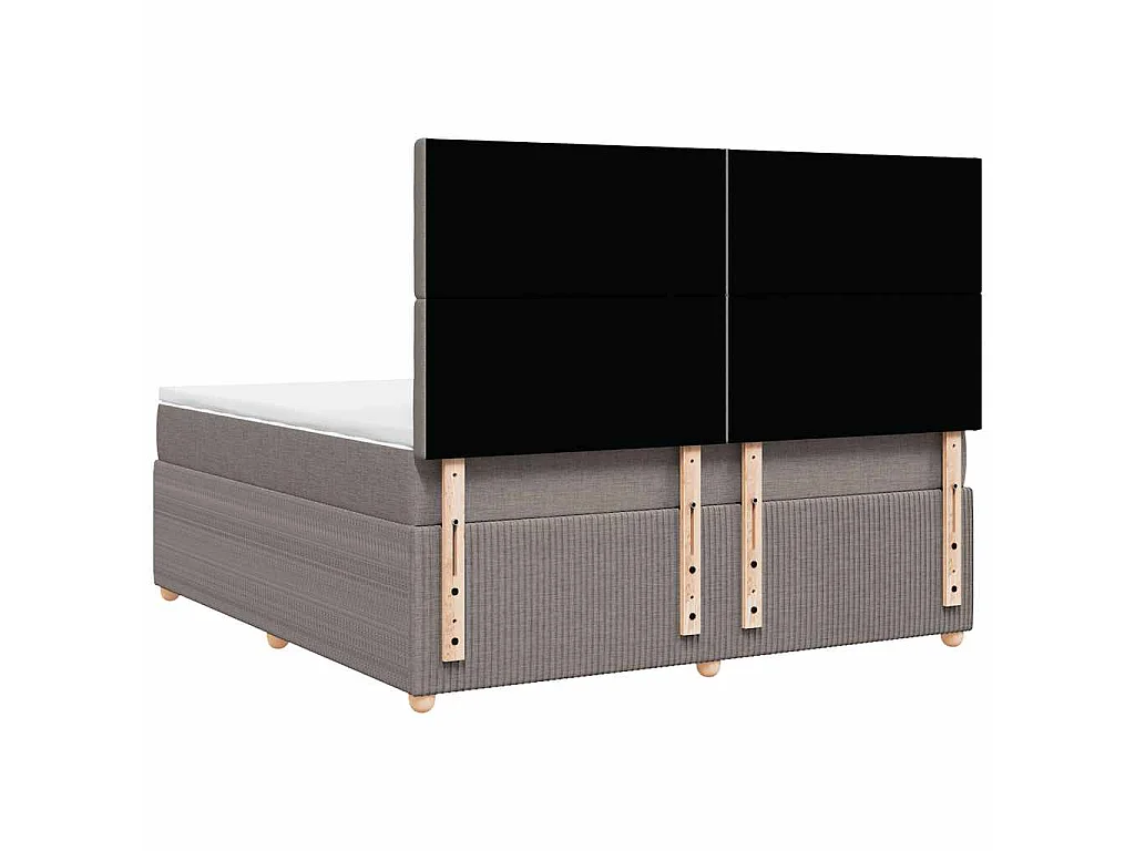 Cama box spring con colchón tela gris taupe 180x200 cm
