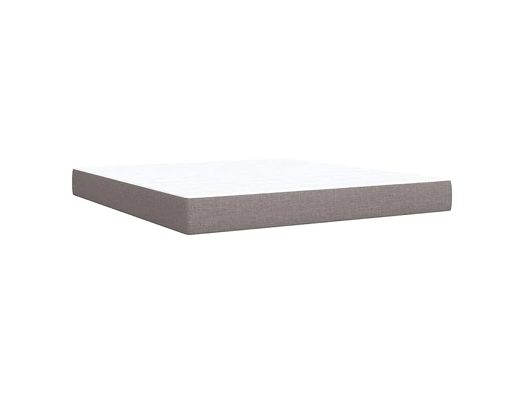 Cama box spring con colchón tela gris taupe 180x200 cm