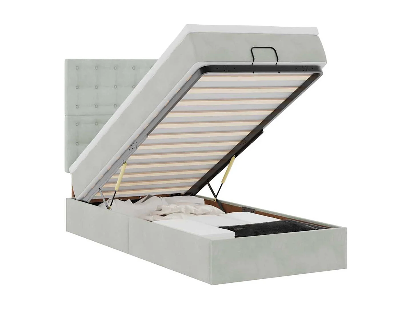 Estructura cama otomana colchones gris claro 90x200cm