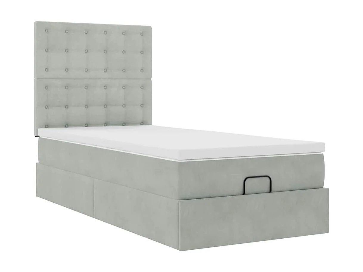 Estructura cama otomana colchones gris claro 90x200cm