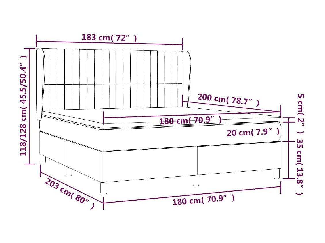 Giroletto a Molle con Materasso Verde Scuro 180x200 cm Velluto