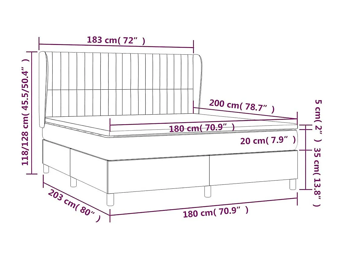 Sommier à lattes de lit et matelas Vert foncé 180x200cm Velours