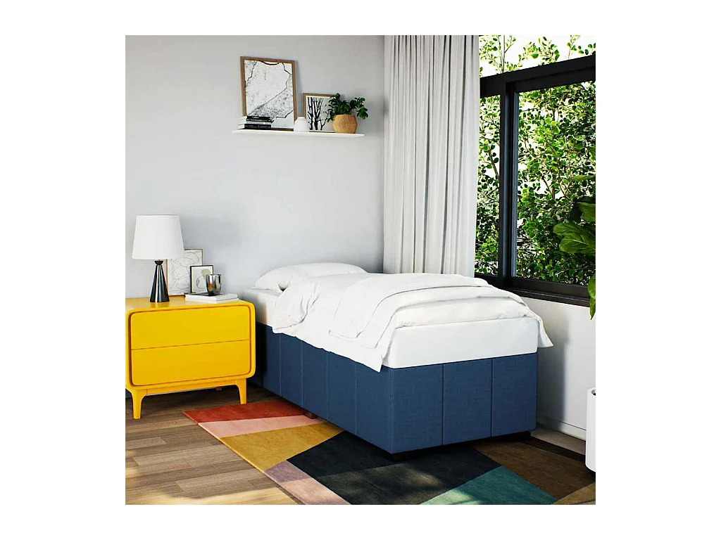 Estrutura de cama sem colchão 100x200 cm tecido azul