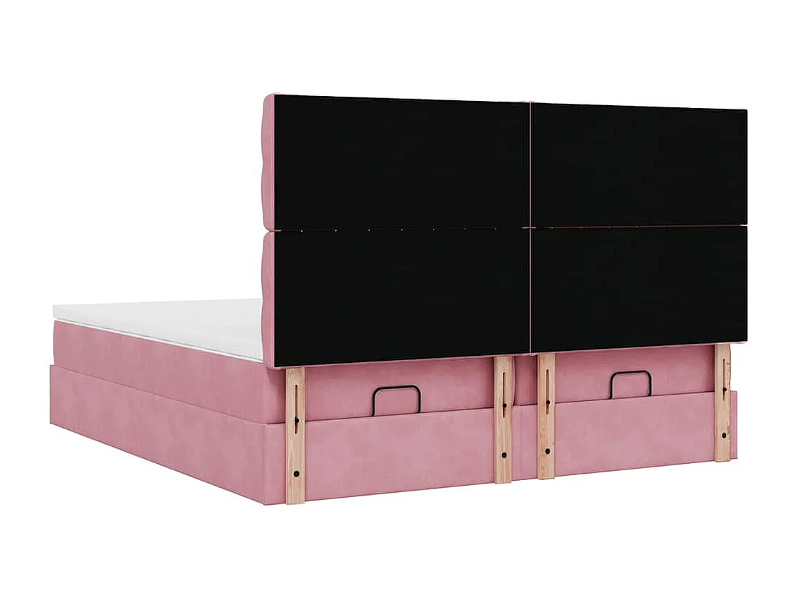 Ottoman bed met matrassen 180x200cm fluweel roze