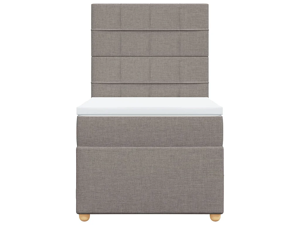 Cama box spring con colchón tela gris taupe 100x200 cm