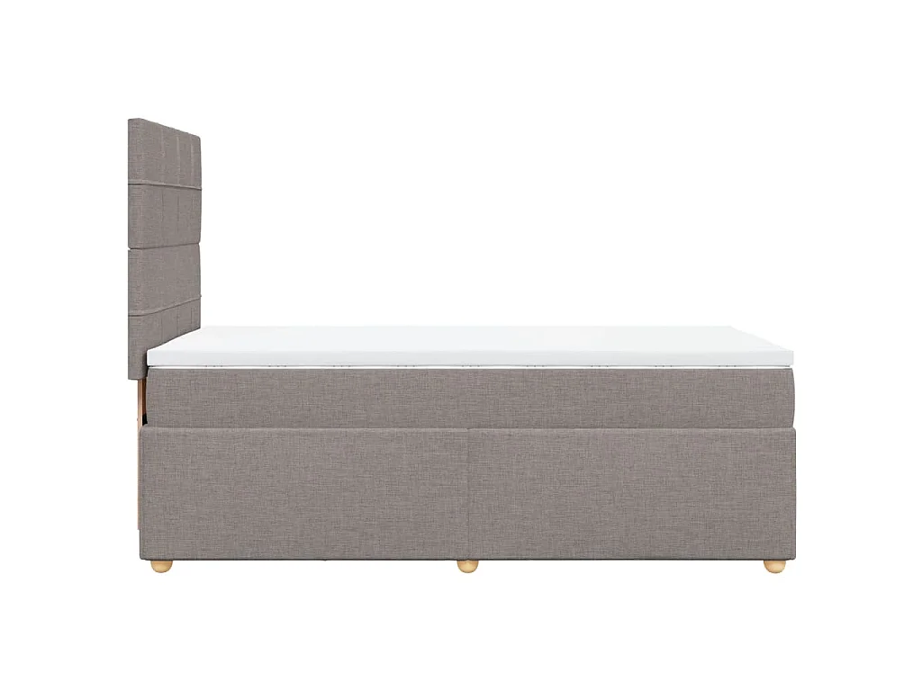 Cama box spring con colchón tela gris taupe 100x200 cm
