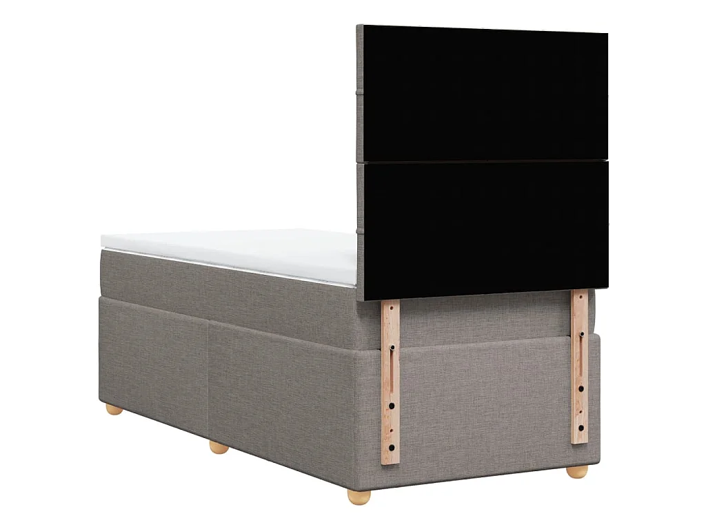 Cama box spring con colchón tela gris taupe 100x200 cm